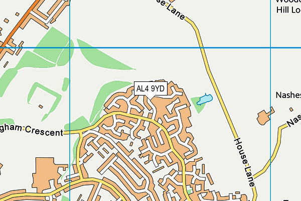 AL4 9YD map - OS VectorMap District (Ordnance Survey)