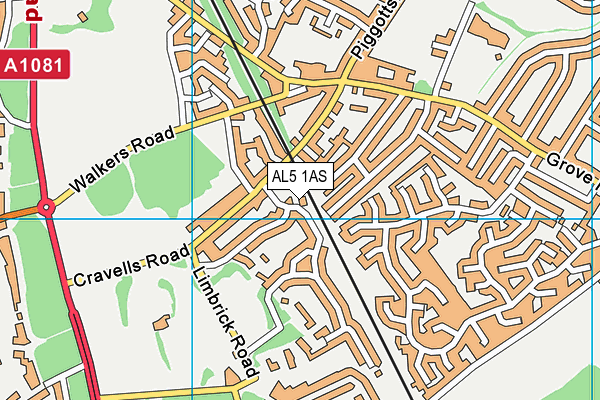 AL5 1AS map - OS VectorMap District (Ordnance Survey)
