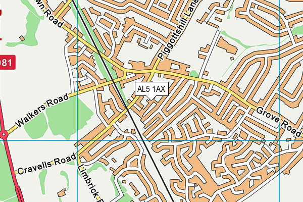 AL5 1AX map - OS VectorMap District (Ordnance Survey)