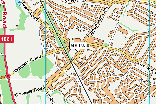 AL5 1BA map - OS VectorMap District (Ordnance Survey)