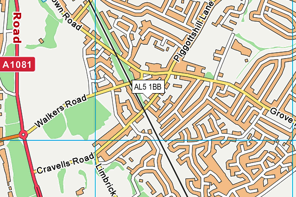 AL5 1BB map - OS VectorMap District (Ordnance Survey)
