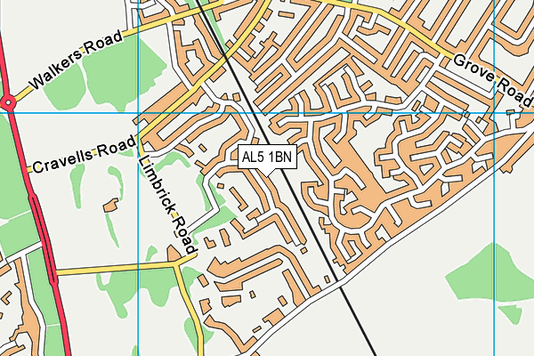 AL5 1BN map - OS VectorMap District (Ordnance Survey)