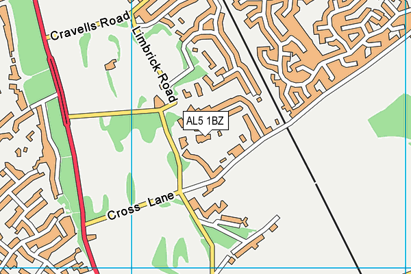 AL5 1BZ map - OS VectorMap District (Ordnance Survey)
