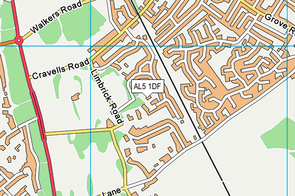 AL5 1DF map - OS VectorMap District (Ordnance Survey)