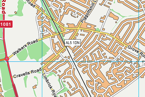 AL5 1DN map - OS VectorMap District (Ordnance Survey)
