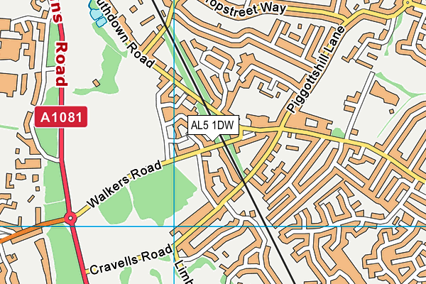 AL5 1DW map - OS VectorMap District (Ordnance Survey)