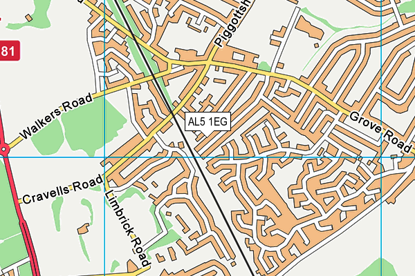 AL5 1EG map - OS VectorMap District (Ordnance Survey)