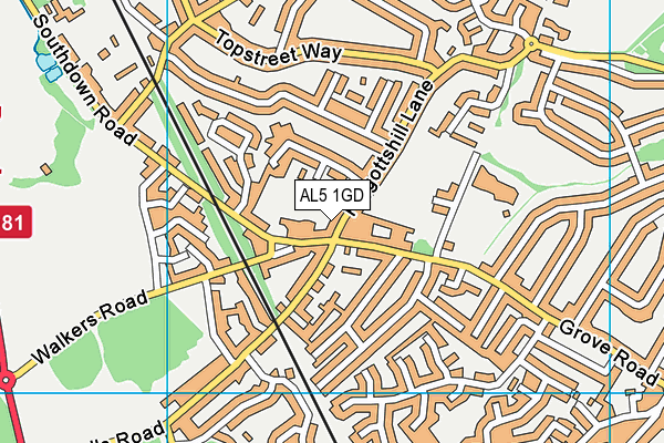 AL5 1GD map - OS VectorMap District (Ordnance Survey)