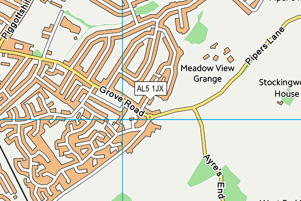 AL5 1JX map - OS VectorMap District (Ordnance Survey)