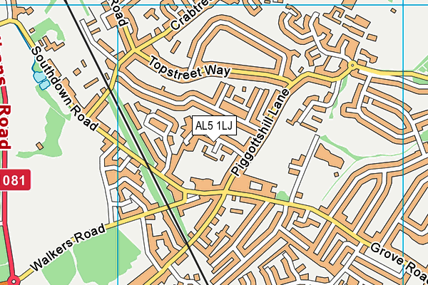 AL5 1LJ map - OS VectorMap District (Ordnance Survey)