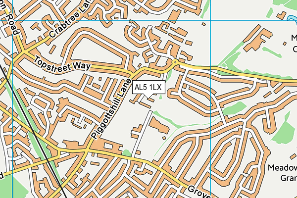 AL5 1LX map - OS VectorMap District (Ordnance Survey)