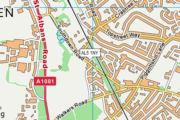 AL5 1NY map - OS VectorMap District (Ordnance Survey)