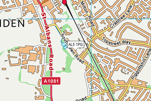 AL5 1PG map - OS VectorMap District (Ordnance Survey)