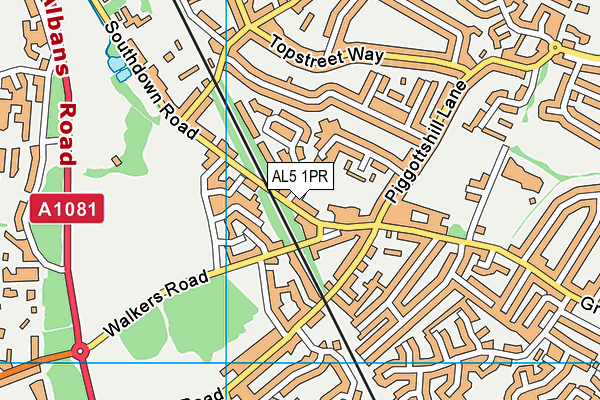 AL5 1PR map - OS VectorMap District (Ordnance Survey)