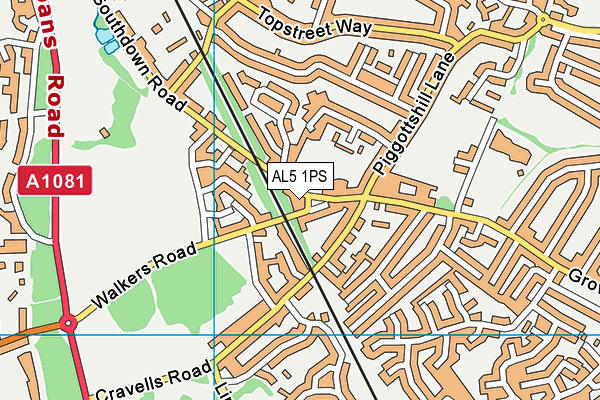 AL5 1PS map - OS VectorMap District (Ordnance Survey)