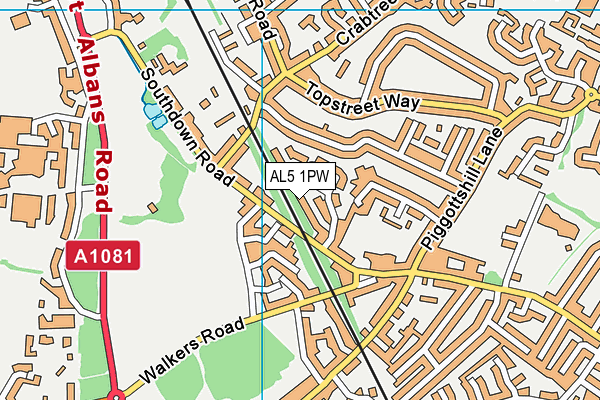 AL5 1PW map - OS VectorMap District (Ordnance Survey)