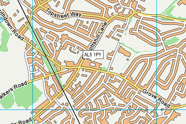 AL5 1PY map - OS VectorMap District (Ordnance Survey)
