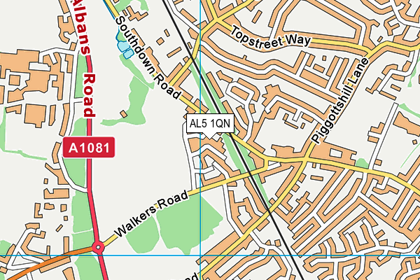 AL5 1QN map - OS VectorMap District (Ordnance Survey)