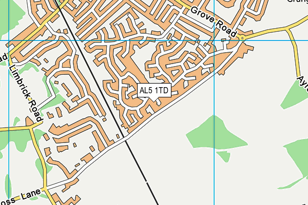 AL5 1TD map - OS VectorMap District (Ordnance Survey)