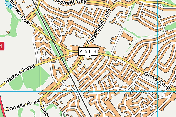AL5 1TH map - OS VectorMap District (Ordnance Survey)