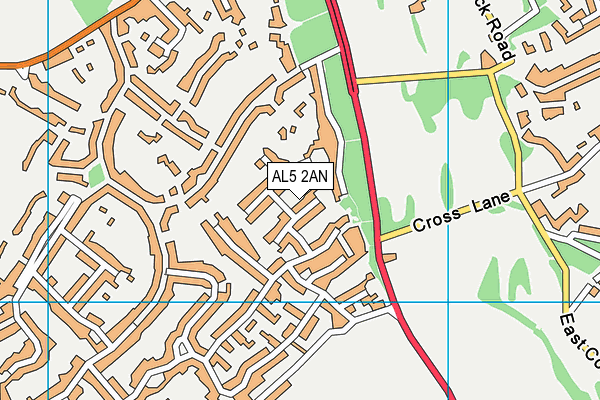 AL5 2AN map - OS VectorMap District (Ordnance Survey)