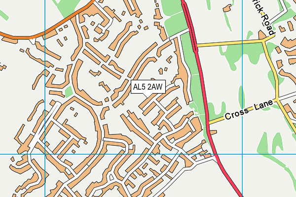 AL5 2AW map - OS VectorMap District (Ordnance Survey)