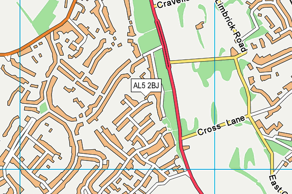 AL5 2BJ map - OS VectorMap District (Ordnance Survey)