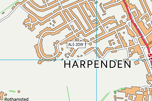 AL5 2DW map - OS VectorMap District (Ordnance Survey)