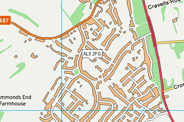 AL5 2FG map - OS VectorMap District (Ordnance Survey)