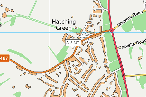 AL5 2JT map - OS VectorMap District (Ordnance Survey)