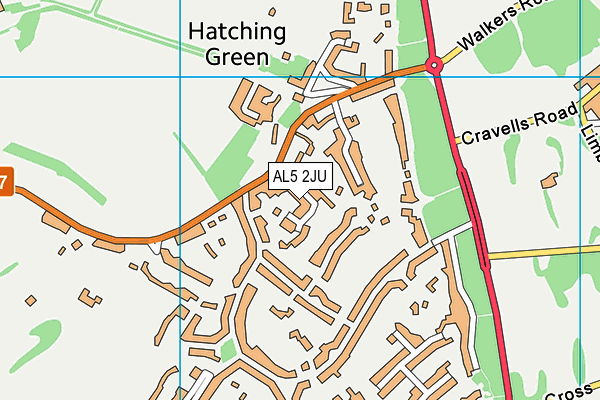 AL5 2JU map - OS VectorMap District (Ordnance Survey)