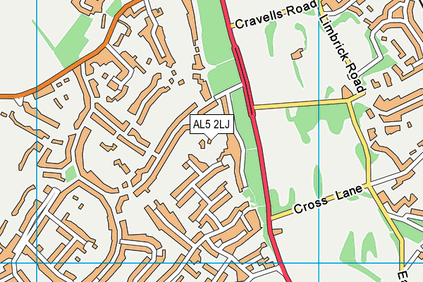 AL5 2LJ map - OS VectorMap District (Ordnance Survey)