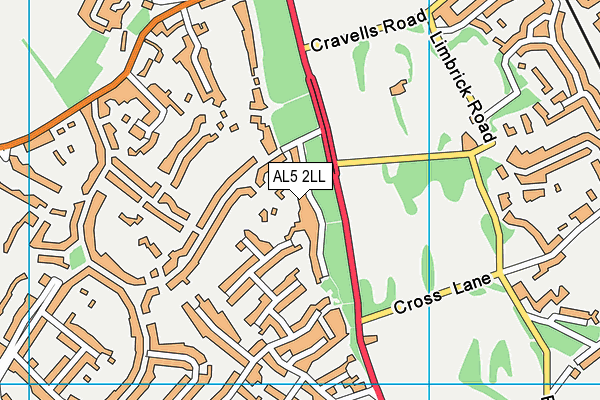 AL5 2LL map - OS VectorMap District (Ordnance Survey)