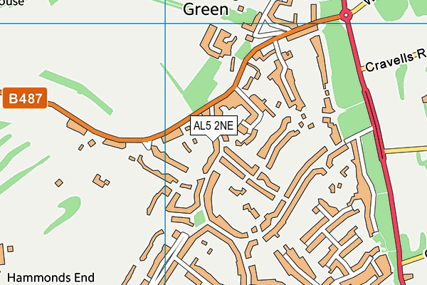 AL5 2NE map - OS VectorMap District (Ordnance Survey)