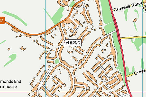 AL5 2NG map - OS VectorMap District (Ordnance Survey)