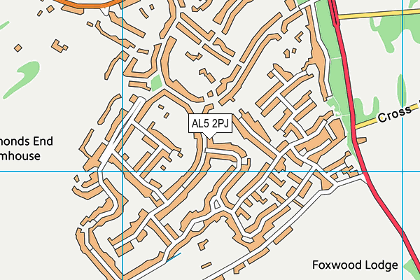 AL5 2PJ map - OS VectorMap District (Ordnance Survey)