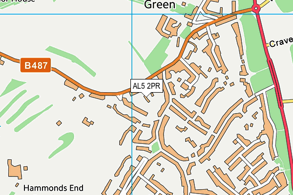 AL5 2PR map - OS VectorMap District (Ordnance Survey)