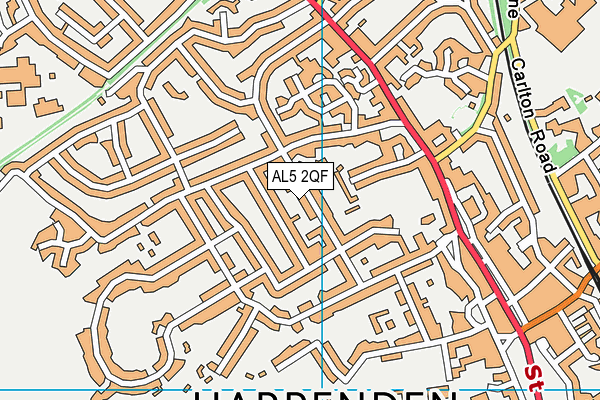 AL5 2QF map - OS VectorMap District (Ordnance Survey)