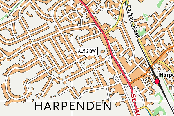 AL5 2QW map - OS VectorMap District (Ordnance Survey)