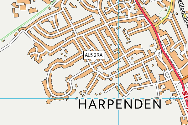 AL5 2RA map - OS VectorMap District (Ordnance Survey)