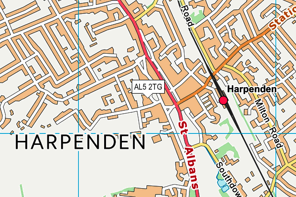 AL5 2TG map - OS VectorMap District (Ordnance Survey)