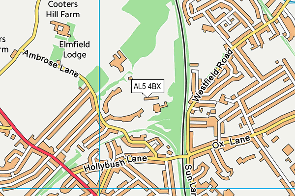 Highfield Oval map (AL5 4BX) - OS VectorMap District (Ordnance Survey)