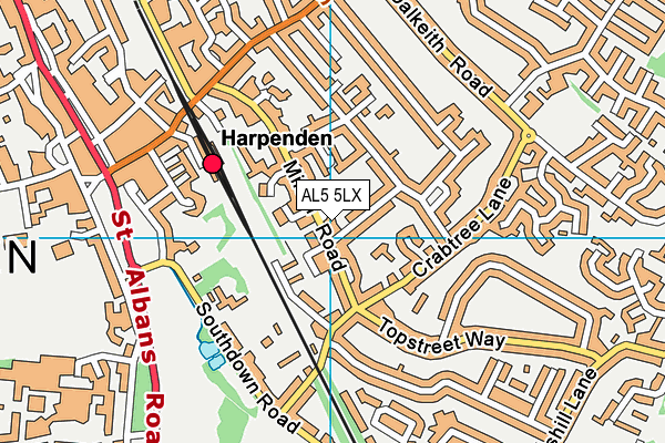 AL5 5LX map - OS VectorMap District (Ordnance Survey)