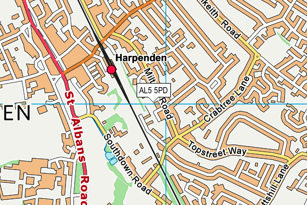 AL5 5PD map - OS VectorMap District (Ordnance Survey)