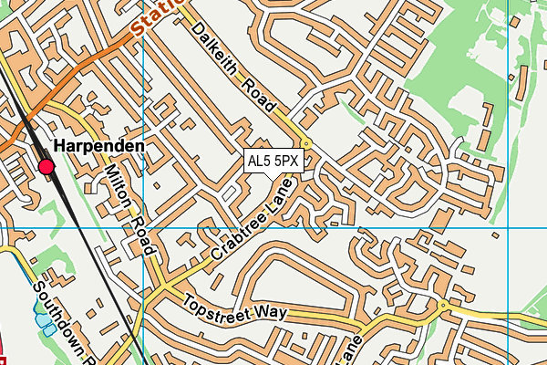 AL5 5PX map - OS VectorMap District (Ordnance Survey)