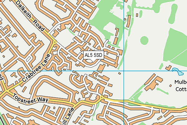 High Beeches Primary School  map (AL5 5SD) - OS VectorMap District (Ordnance Survey)