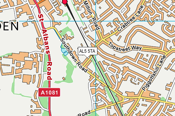 AL5 5TA map - OS VectorMap District (Ordnance Survey)
