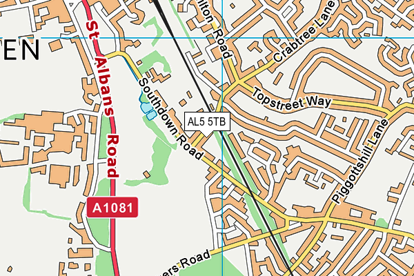 AL5 5TB map - OS VectorMap District (Ordnance Survey)