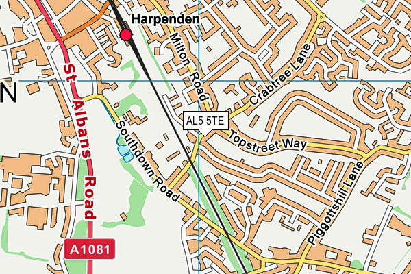 AL5 5TE map - OS VectorMap District (Ordnance Survey)