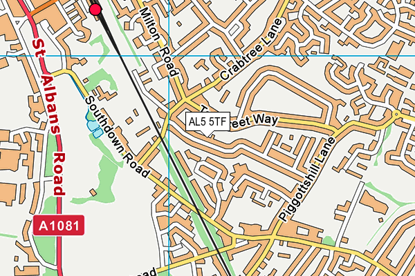 AL5 5TF map - OS VectorMap District (Ordnance Survey)